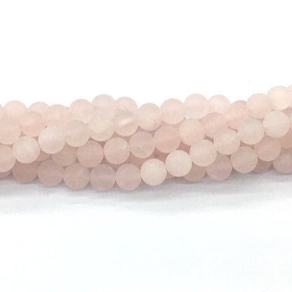 CQU175 Rose Quartz Beads Matte Round 8mm 15.5" Strand