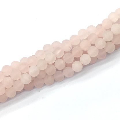 CQU175 Rose Quartz Beads Matte Round 8mm 15.5" Strand