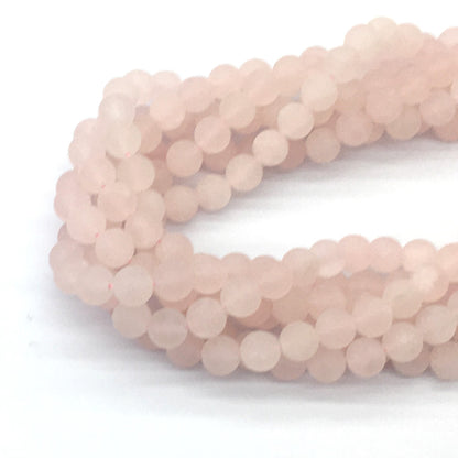 CQU175 Rose Quartz Beads Matte Round 8mm 15.5" Strand