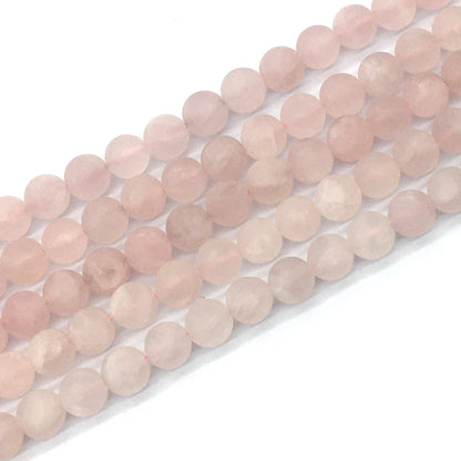 CQU176 Rose Quartz Beads Matte Round 10mm 15.5" Strand