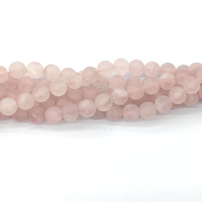 CQU176 Rose Quartz Beads Matte Round 10mm 15.5" Strand