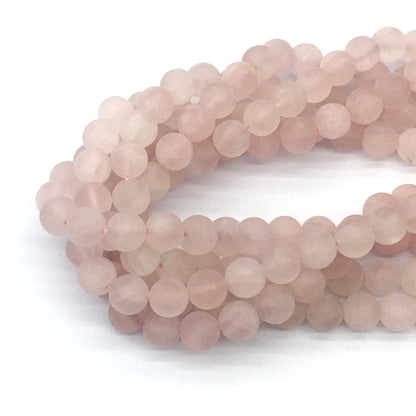 CQU176 Rose Quartz Beads Matte Round 10mm 15.5" Strand