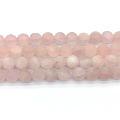 CQU177 Rose Quartz Beads Matte Round 12mm 15.5" Strand