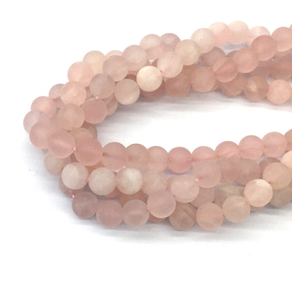 CQU177 Rose Quartz Beads Matte Round 12mm 15.5" Strand