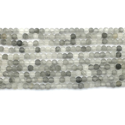 CQU182 Cloudy Quartz Beads Matte Round 4mm 15.5" Strand