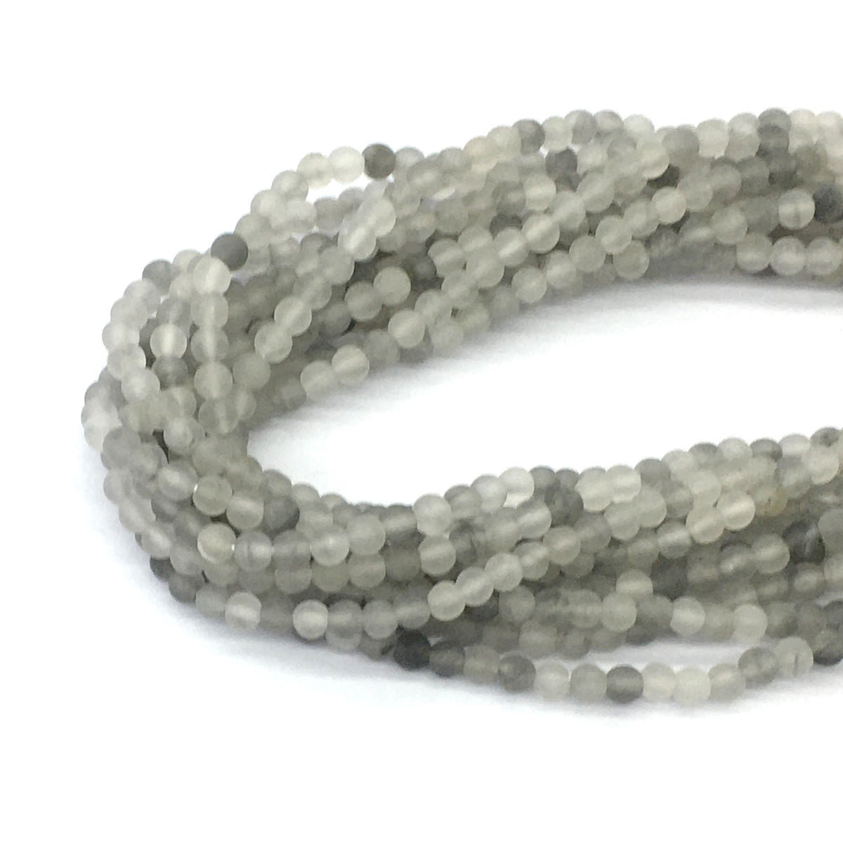 CQU182 Cloudy Quartz Beads Matte Round 4mm 15.5" Strand