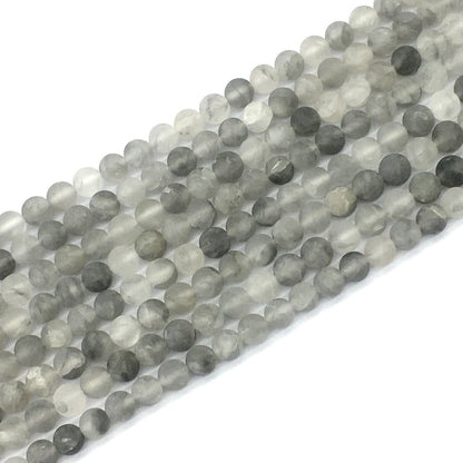 CQU183 Cloudy Quartz Beads Matte Round 6mm 15.5" Strand