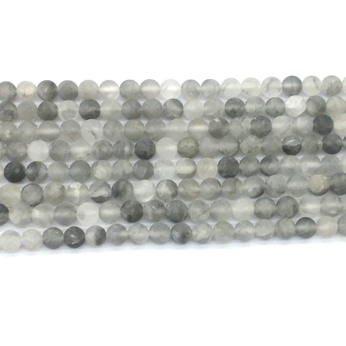 CQU183 Cloudy Quartz Beads Matte Round 6mm 15.5" Strand