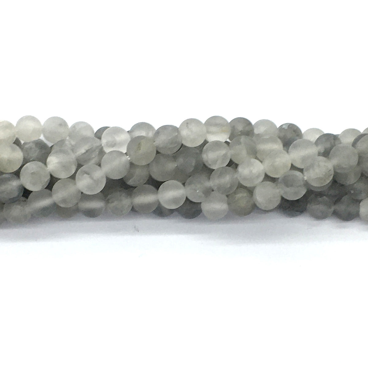 CQU183 Cloudy Quartz Beads Matte Round 6mm 15.5" Strand