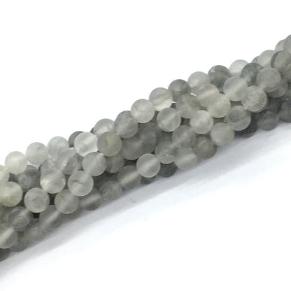 CQU183 Cloudy Quartz Beads Matte Round 6mm 15.5" Strand