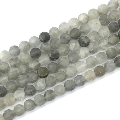 CQU184 Cloudy Quartz Beads Matte Round 8mm 15.5" Strand