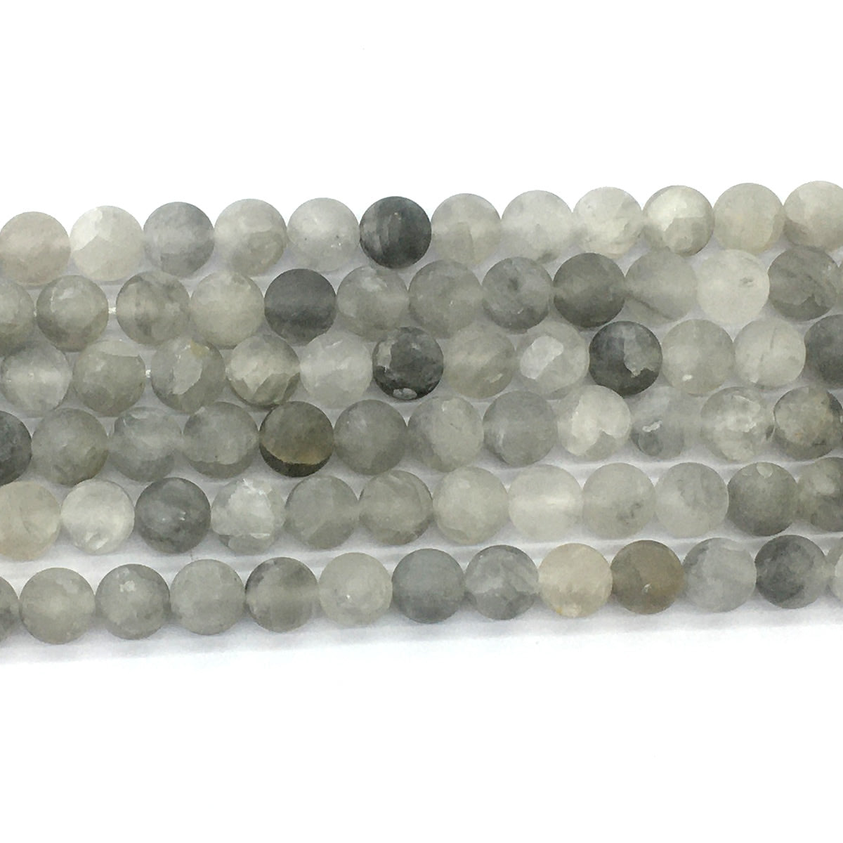 CQU184 Cloudy Quartz Beads Matte Round 8mm 15.5" Strand