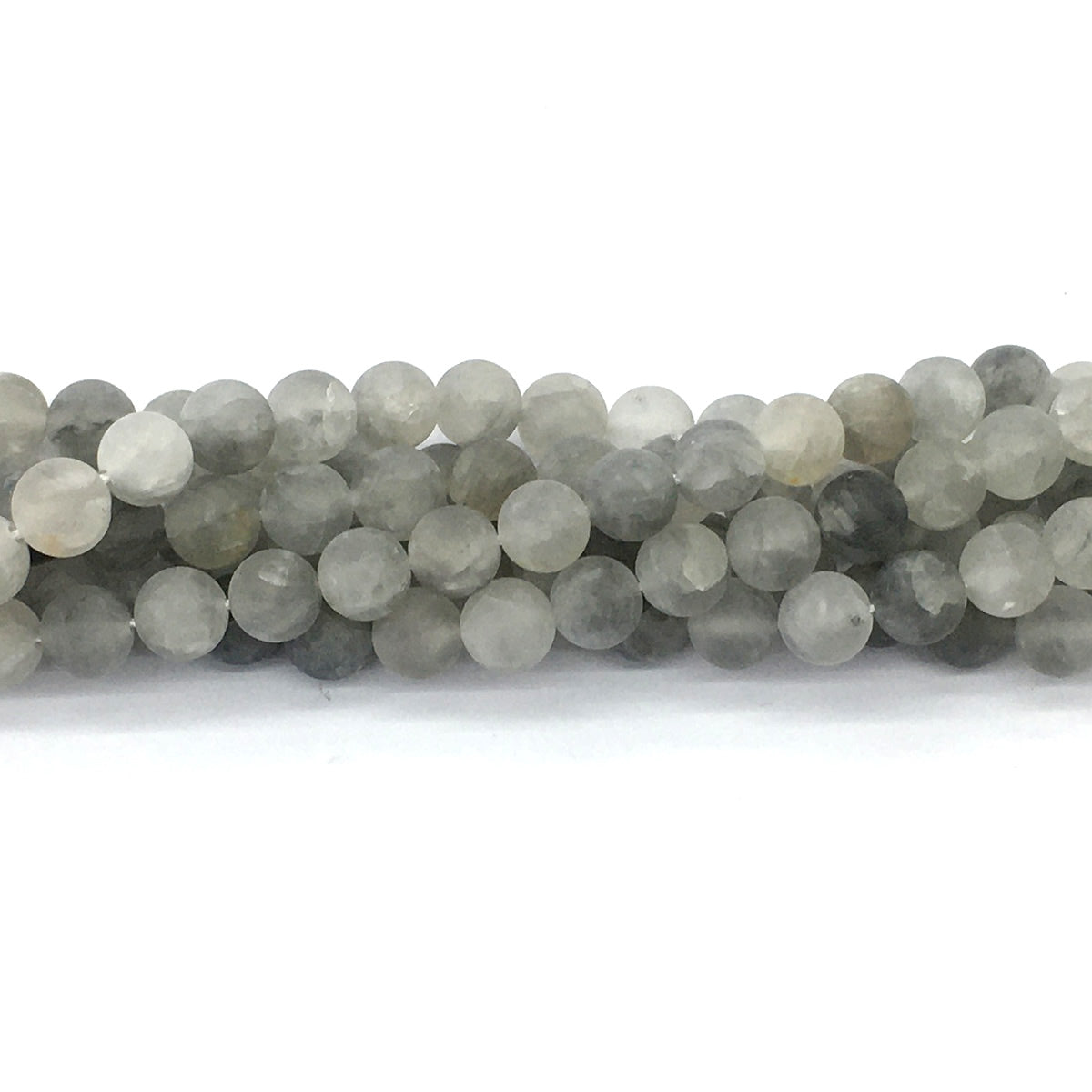 CQU184 Cloudy Quartz Beads Matte Round 8mm 15.5" Strand