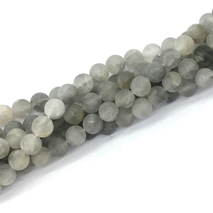 CQU184 Cloudy Quartz Beads Matte Round 8mm 15.5" Strand