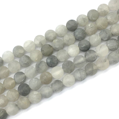 CQU185 Cloudy Quartz Beads Matte Round 10mm 15.5" Strand