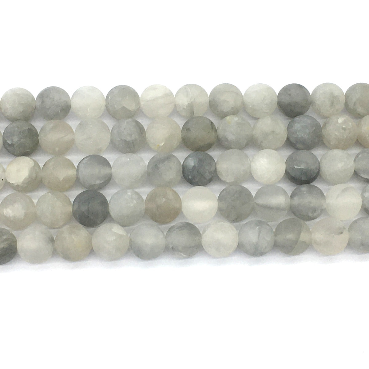 CQU185 Cloudy Quartz Beads Matte Round 10mm 15.5" Strand