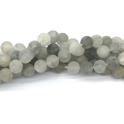 CQU185 Cloudy Quartz Beads Matte Round 10mm 15.5" Strand