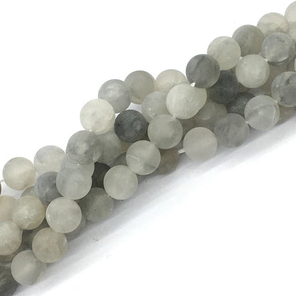 CQU185 Cloudy Quartz Beads Matte Round 10mm 15.5" Strand