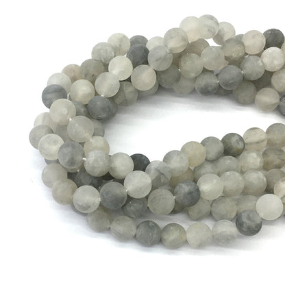 CQU185 Cloudy Quartz Beads Matte Round 10mm 15.5" Strand