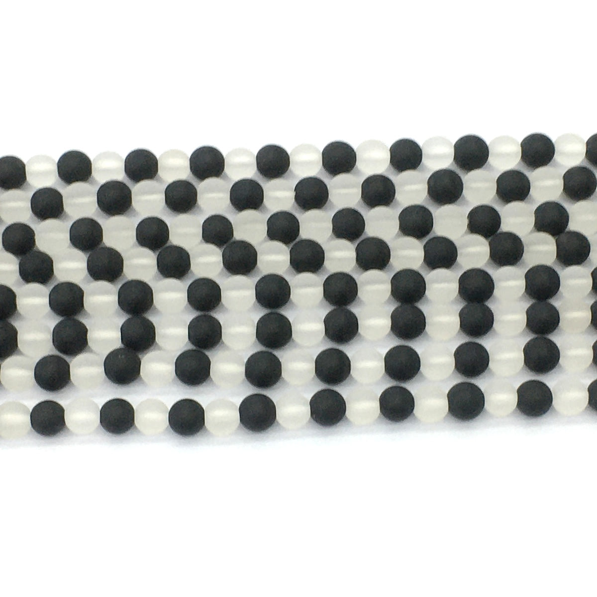 CQU190 Black Onyx & Clear Quartz Beads Matte Round 6mm 15.5" Strand