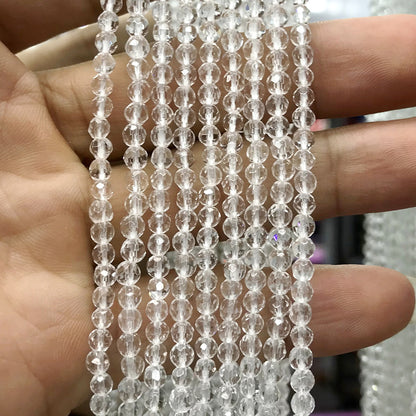 CQU240 Clear Quartz Beads Faceted Round 3mm 15.5" Strand