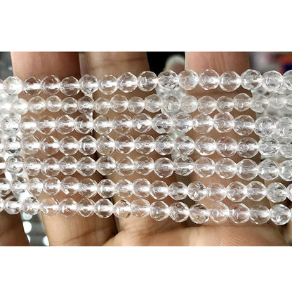 CQU241 Clear Quartz Beads Faceted Round 4mm 15.5" Strand