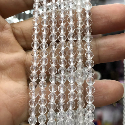 CQU241 Clear Quartz Beads Faceted Round 4mm 15.5" Strand