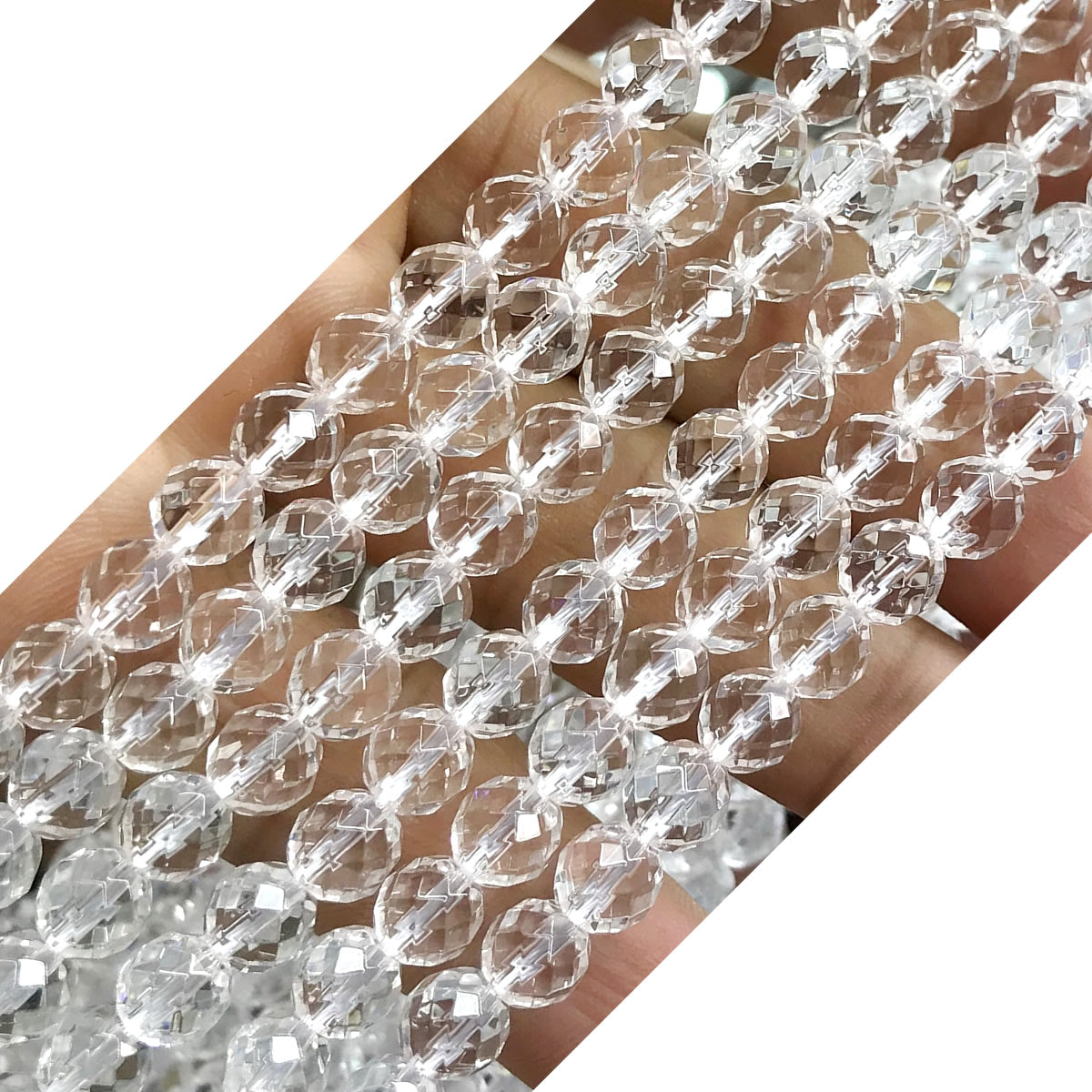 CQU242 Clear Quartz Beads Faceted Round 6mm 15.5" Strand