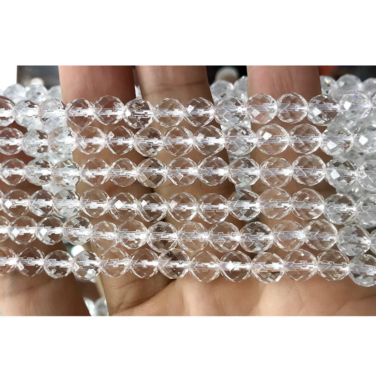 CQU242 Clear Quartz Beads Faceted Round 6mm 15.5" Strand