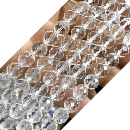 CQU243 Clear Quartz Beads Faceted Round 8mm 15.5" Strand