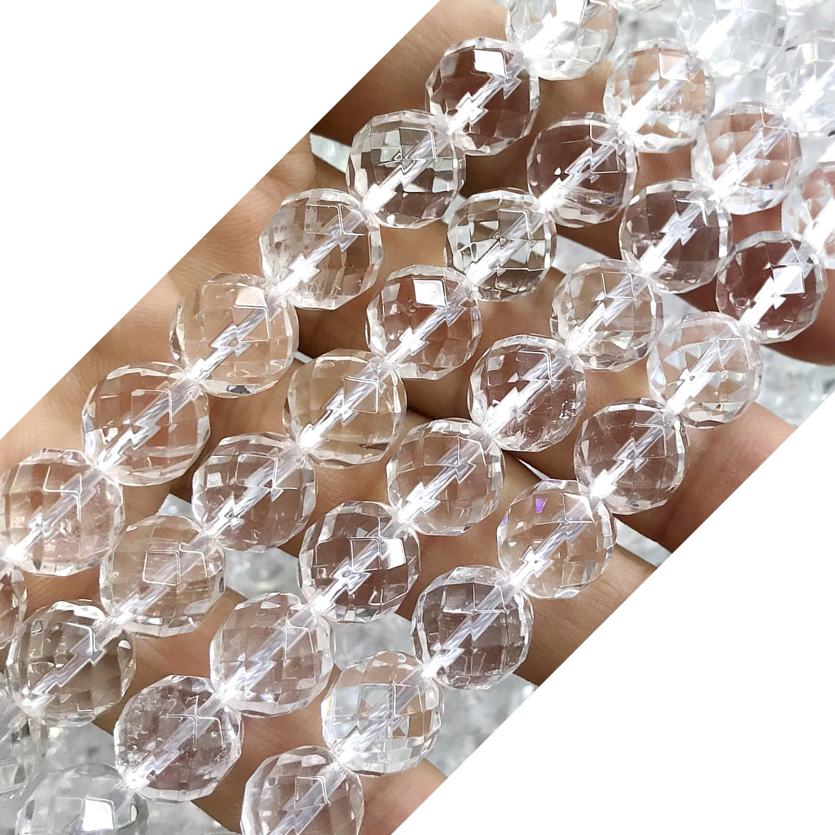 CQU244 Clear Quartz Beads Faceted Round 10mm 15.5" Strand