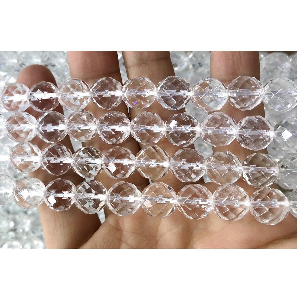 CQU244 Clear Quartz Beads Faceted Round 10mm 15.5" Strand