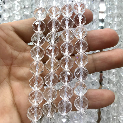 CQU244 Clear Quartz Beads Faceted Round 10mm 15.5" Strand