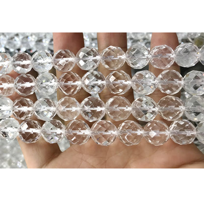 CQU245 Clear Quartz Beads Faceted Round 12mm 15.5" Strand