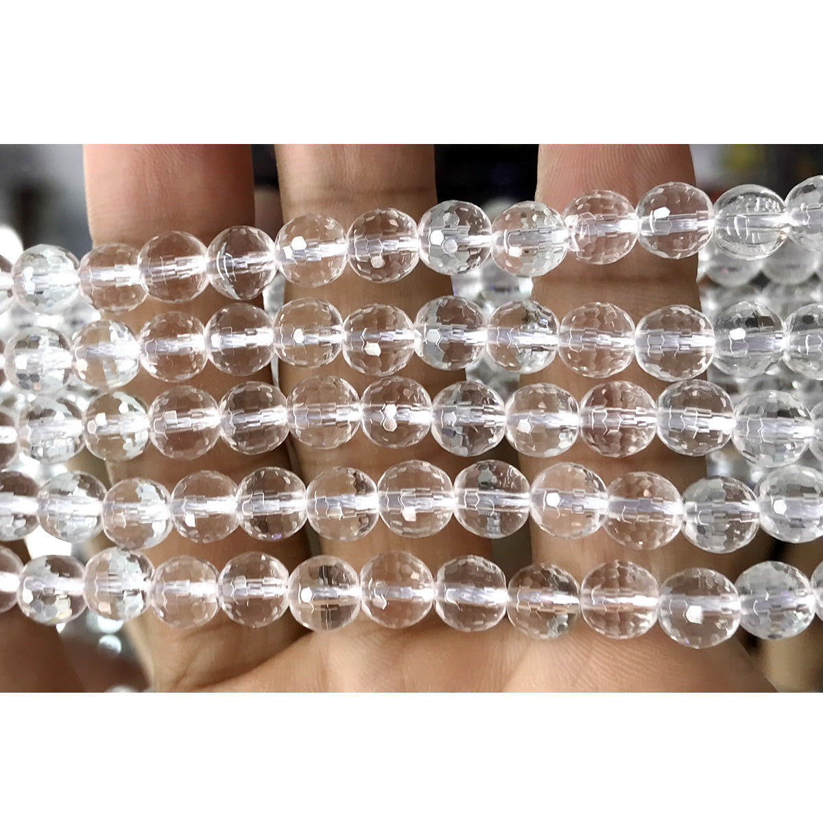 CQU250 Clear Quartz Beads Faceted Round 6mm 15.5" Strand