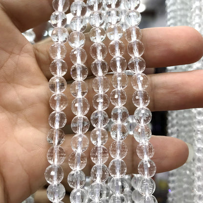 CQU250 Clear Quartz Beads Faceted Round 6mm 15.5" Strand