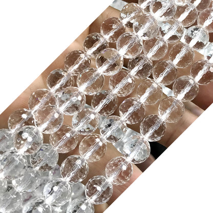 CQU251 Clear Quartz Beads Faceted Round 8mm 15.5" Strand