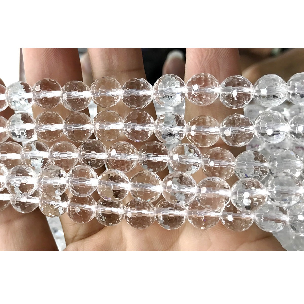 CQU251 Clear Quartz Beads Faceted Round 8mm 15.5" Strand