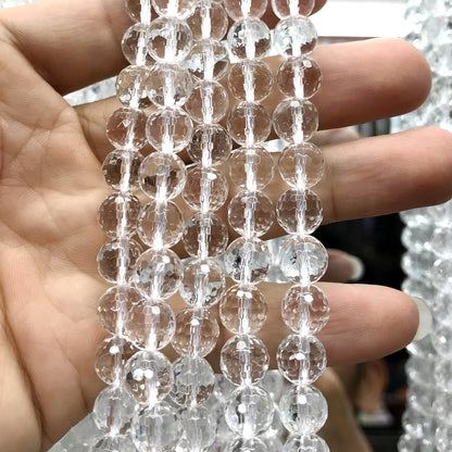 CQU251 Clear Quartz Beads Faceted Round 8mm 15.5" Strand