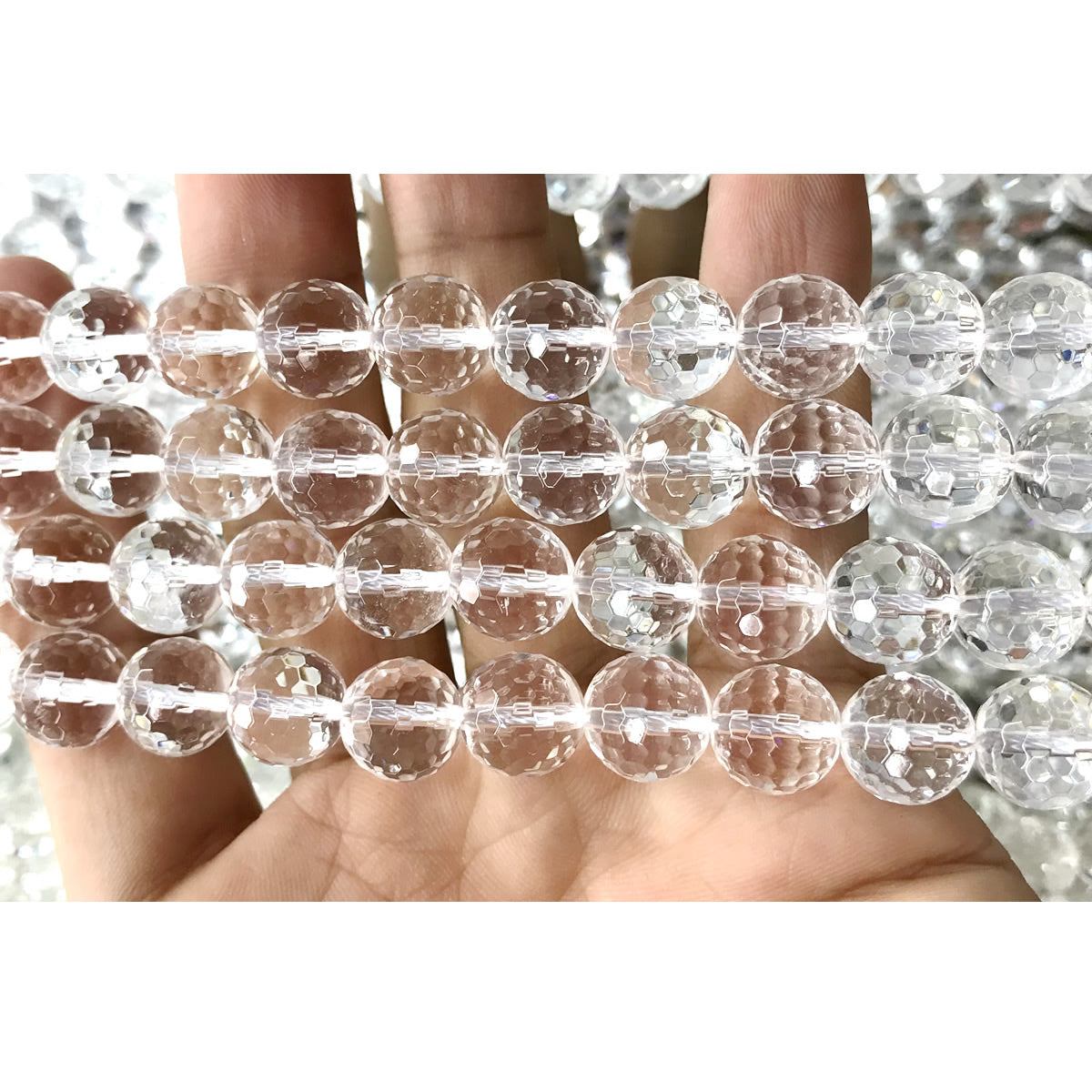 CQU252 Clear Quartz Beads Faceted Round 10mm 15.5" Strand