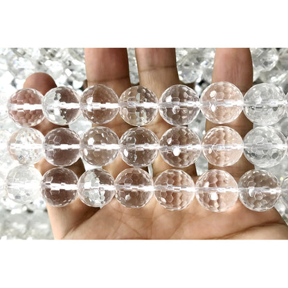 CQU253 Clear Quartz Beads Faceted Round 12mm 15.5" Strand