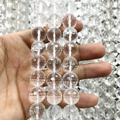 CQU253 Clear Quartz Beads Faceted Round 12mm 15.5" Strand