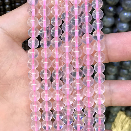 CQU258 Rose Quartz Beads Smooth Round 6mm 15.5" Strand