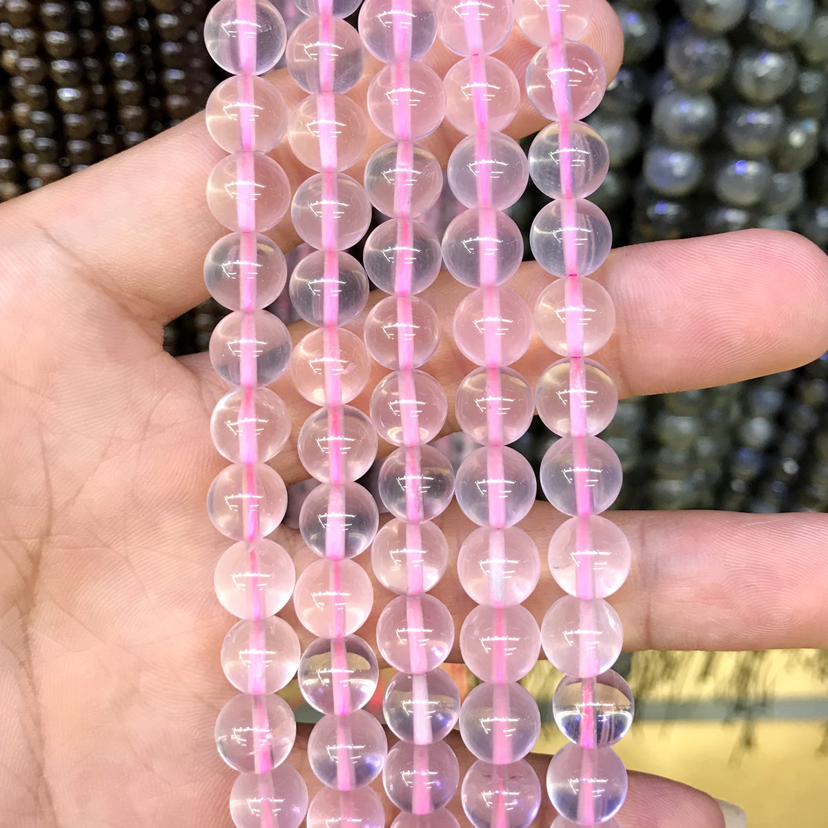 CQU259 Rose Quartz Beads Smooth Round 8mm 15.5" Strand