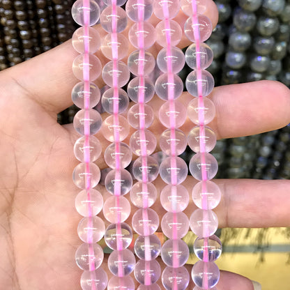 CQU259 Rose Quartz Beads Smooth Round 8mm 15.5" Strand