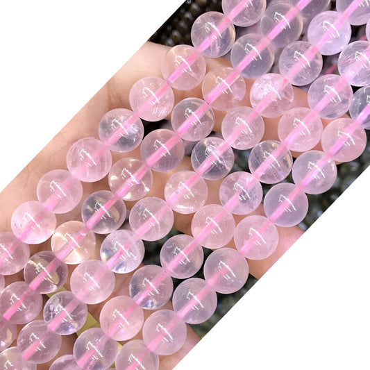 CQU260 Rose Quartz Beads Smooth Round 10mm 15.5" Strand