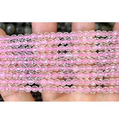 CQU264 Rose Quartz Beads Faceted Round 4mm 15.5" Strand