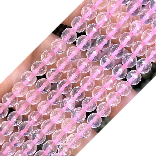 CQU265 Rose Quartz Beads Faceted Round 6mm 15.5" Strand