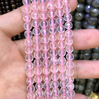 CQU265 Rose Quartz Beads Faceted Round 6mm 15.5" Strand