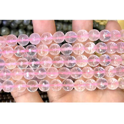 CQU266 Rose Quartz Beads Faceted Round 8mm 15.5" Strand